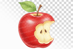 Red Knitted Bitten Apple Texture Pattern Fall PNG Product Image 1
