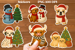 Christmas dog stickers | Printable knitted Christmas sticker Product Image 1