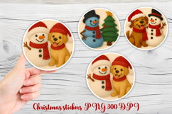 Christmas dog stickers | Printable knitted Christmas sticker Product Image 1