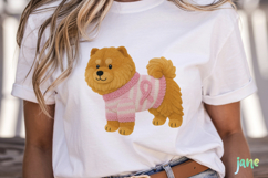 Knitted Breast Cancer Awareness Dogs Clipart Product Image 2