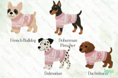 Knitted Breast Cancer Awareness Dogs Clipart Product Image 1