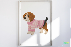 Knitted Breast Cancer Awareness Dogs Clipart Product Image 3