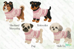 Knitted Breast Cancer Awareness Dogs Clipart Product Image 1
