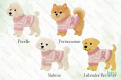 Knitted Breast Cancer Awareness Dogs Clipart Product Image 1