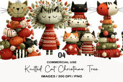 Knitted Cat Christmas Tree Clipart Product Image 1
