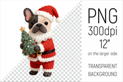 Knitted Christmas French Bulldog  with firtree