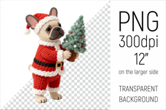Knitted Christmas French Bulldog  with firtree