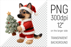 Knitted Christmas German Shepherd with Firtree Clipart