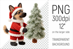 Knitted Christmas German Shepherd with Firtree Clipart