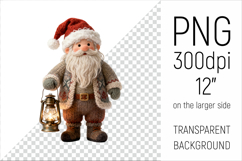 Knitted Christmas Gnome with Lantern Clipart. This illustration is created in a soft, cozy, handmade knit style, making it ideal for seasonal crafts.