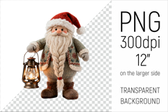 Knitted Christmas Gnome with Lantern Clipart. This illustration is created in a soft, cozy, handmade knit style, making it ideal for seasonal crafts.