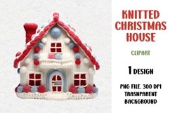 Knitted Christmas House, Clipart, PNG Product Image 1