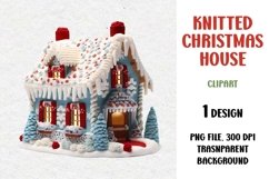 Knitted Christmas House, Clipart, PNG Product Image 1