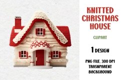 Knitted Christmas House, Clipart, PNG Product Image 1