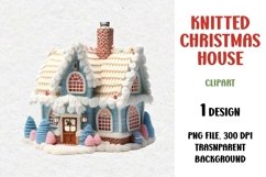 Knitted Christmas House, Clipart, PNG Product Image 1