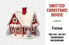 Knitted Christmas House, Clipart, PNG Product Image 1