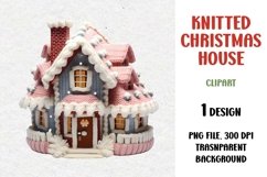 Knitted Christmas House, Clipart, PNG Product Image 1