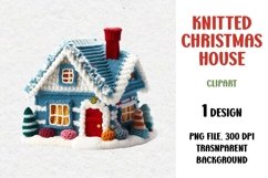 Knitted Christmas House, Clipart, PNG Product Image 1