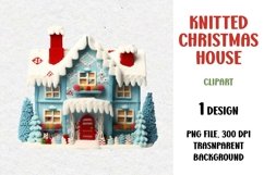 Knitted Christmas House, Clipart, PNG Product Image 1
