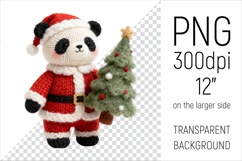 Knitted Christmas  Panda with firtree. This illustration is created in a soft, cozy, handmade knit style, making it ideal for seasonal crafts and gifts.