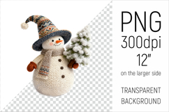 Knitted Christmas Snowman Clipart. This illustration is created in a soft, cozy, handmade knit style, making it ideal for seasonal crafts, gifts, and digital creations.