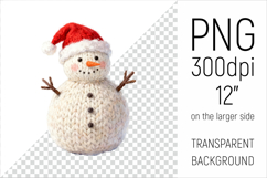 Knitted Christmas Snowman Clipart. This illustration is created in a soft, cozy, handmade knit style, making it ideal for seasonal crafts, gifts, and digital creations.