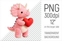 Knitted Dino with Heart Clipart. This illustration is perfect for Valentines Day projects, nursery decor, baby gifts, and cute sublimation designs.