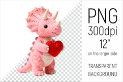 Knitted Dino with Heart Clipart. This illustration is perfect for Valentines Day projects, nursery decor, baby gifts, and cute sublimation designs.