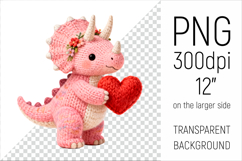 Knitted Dino with Heart Clipart. This illustration is perfect for Valentines Day projects, nursery decor, baby gifts, and cute sublimation designs.