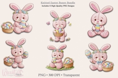 Easter Bunny Faux Knitted PNG Bundle, Product Image 2