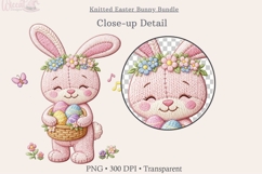 Easter Bunny Faux Knitted PNG Bundle, Product Image 3