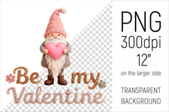 Knitted Gnome with Heart clipart. Ideal for sublimation, Valentines Day gifts, greeting cards, mugs, pillows, T-shirts, tote bags, stickers.