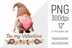 Knitted Gnome with Heart clipart. Ideal for sublimation, Valentines Day gifts, greeting cards, mugs, pillows, T-shirts, tote bags, stickers.