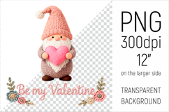 Knitted Gnome with Heart clipart. Ideal for sublimation, Valentines Day gifts, greeting cards, mugs, pillows, T-shirts, tote bags, stickers.