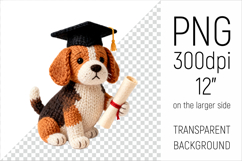 Knitted Graduation Beagle  Dog clipart. Perfect for school projects, graduation gifts, teacher appreciation designs, and educational materials.