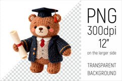 Knitted Graduation Bear Clipart. Perfect for school projects, graduation gifts, teacher appreciation designs, and educational materials.
