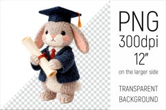 Knitted Graduation BunnyClipart. Perfect for school projects, graduation gifts, teacher appreciation designs, and educational materials.