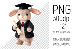 Knitted Graduation BunnyClipart. Perfect for school projects, graduation gifts, teacher appreciation designs, and educational materials.