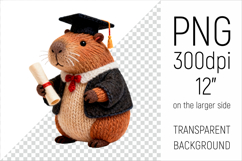 Knitted Graduation Capybara Clipart. Perfect for school projects, graduation gifts, teacher appreciation designs, and educational materials.