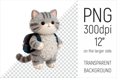 Knitted Graduation Cat. Cute School Animal Clipart is perfect for teachers, students, and creative entrepreneurs.
