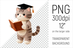 Knitted Graduation Cat Clipart. Perfect for school projects, graduation gifts, teacher appreciation designs, and educational materials.