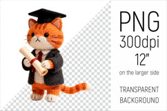 Knitted Graduation Cat Clipart. Perfect for school projects, graduation gifts, teacher appreciation designs, and educational materials.