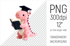 Knitted Graduation Dino. Cute School Animal Clipart is perfect for teachers, students, and creative entrepreneurs.