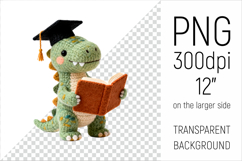 Knitted Graduation Dino. Cute School Animal Clipart is perfect for teachers, students, and creative entrepreneurs.