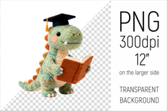Knitted Graduation Dino. Cute School Animal Clipart is perfect for teachers, students, and creative entrepreneurs.