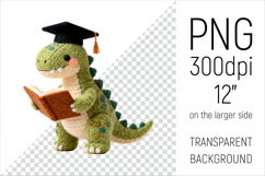 Knitted Graduation Dino. Cute School Animal Clipart is perfect for teachers, students, and creative entrepreneurs.