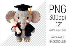 Knitted Graduation Elephant. Cute School Animal Clipart is perfect for teachers, students, and creative entrepreneurs.