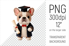 Knitted Graduation French Bulldog clipart. Perfect for school projects, graduation gifts, teacher appreciation designs, and educational materials.