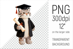 Knitted Graduation Lynx Clipart. Perfect for school projects, graduation gifts, teacher appreciation designs, and educational materials.