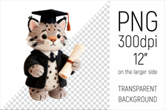 Knitted Graduation Lynx Clipart. Perfect for school projects, graduation gifts, teacher appreciation designs, and educational materials.